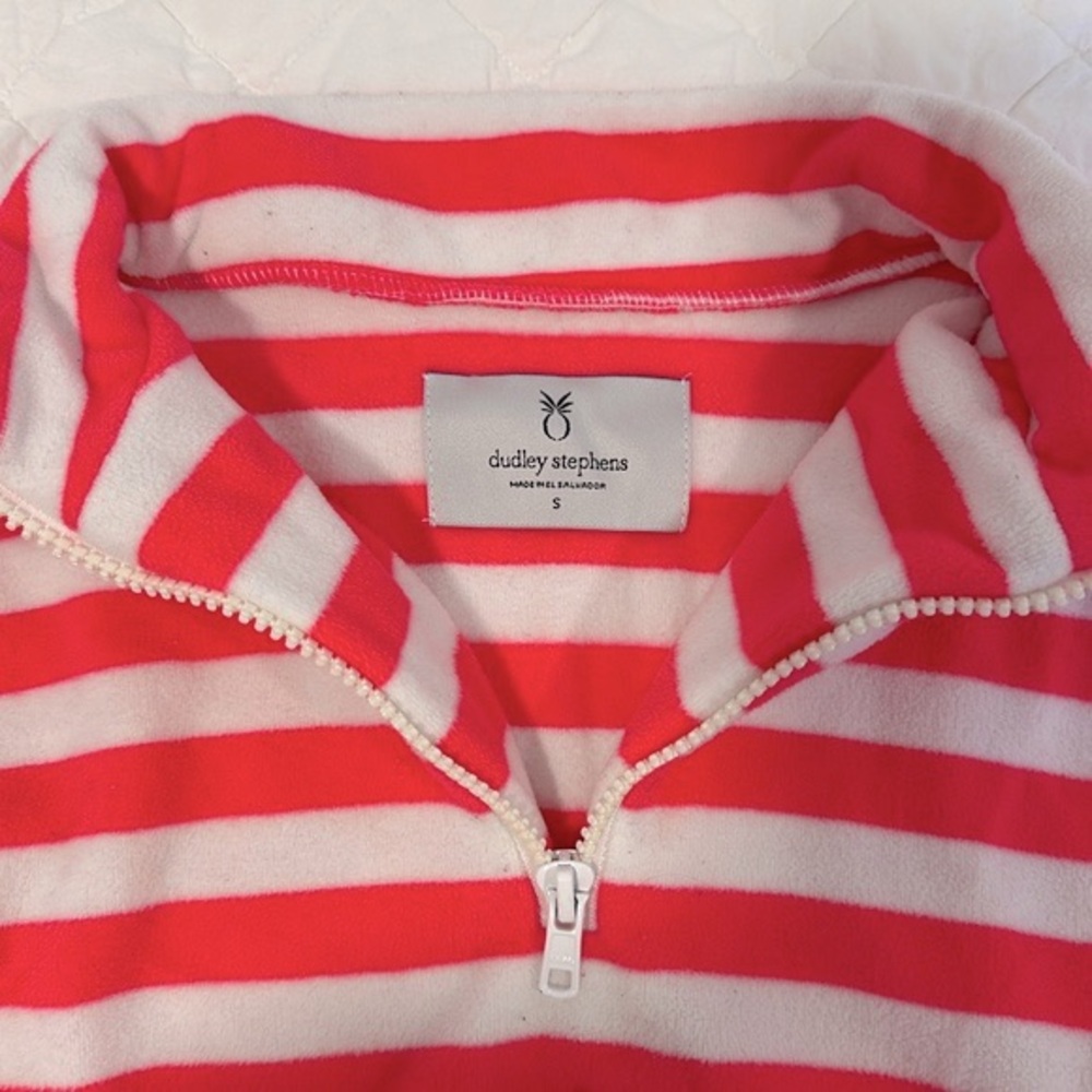 Dudley Stephens half zip kids fleece pullover - size s neon pink & white stripes